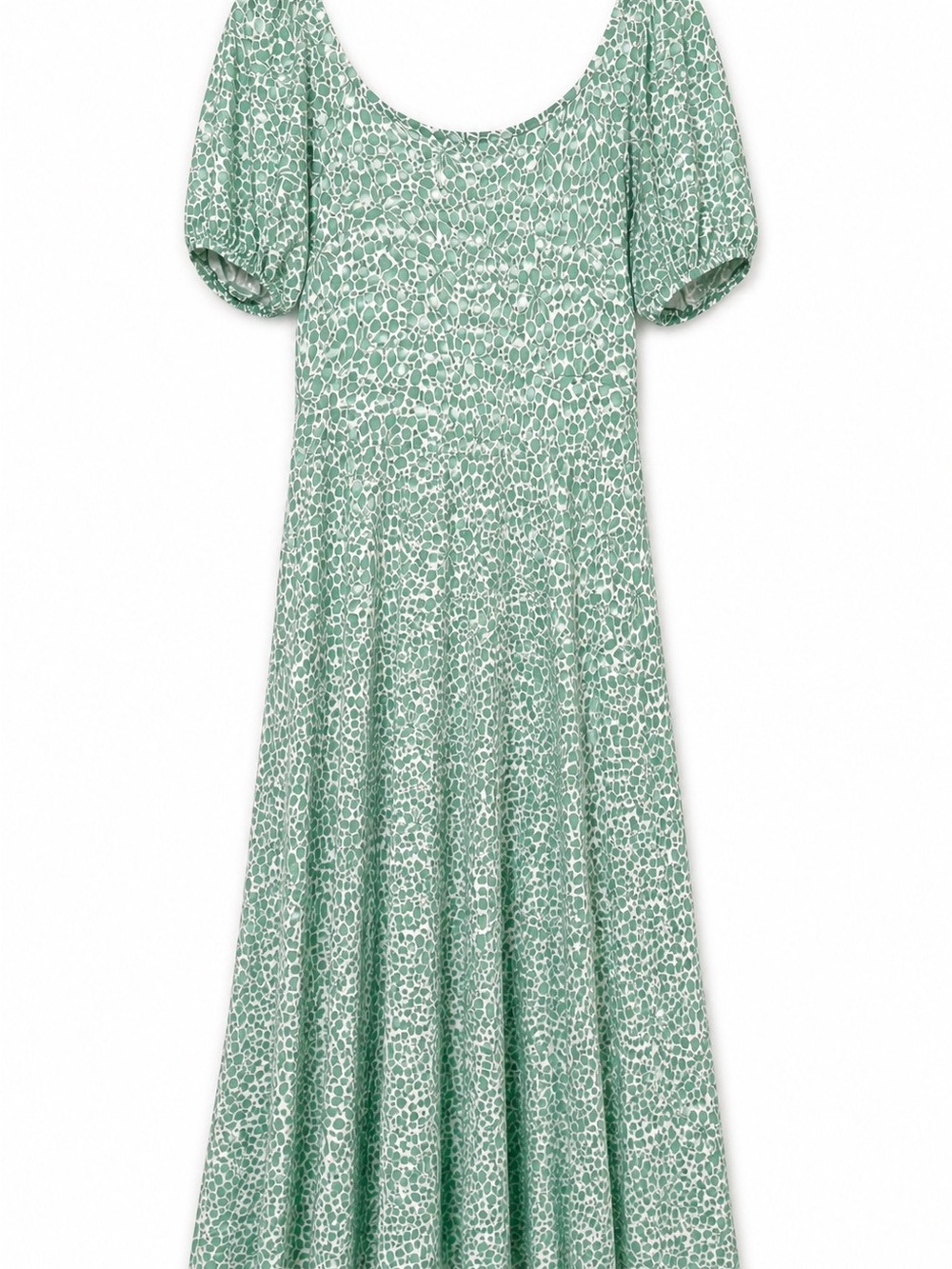 Boden Green Floral Puff Sleeve Midi Dress US 2P